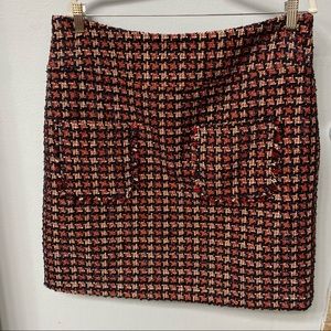 Long Tall Sally Tweed Skirt Short Plaid Blue Red Pockets